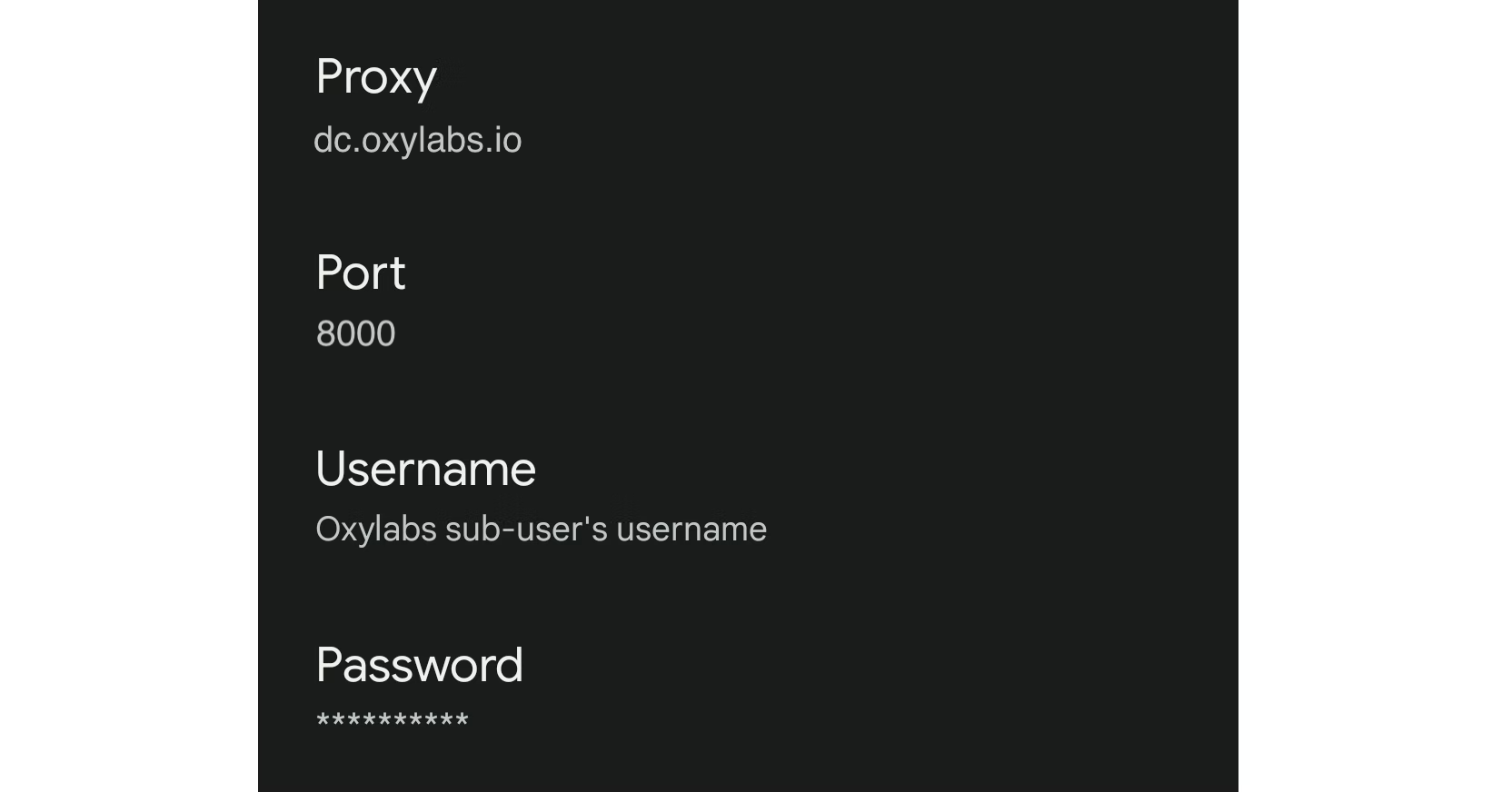 Proxy details