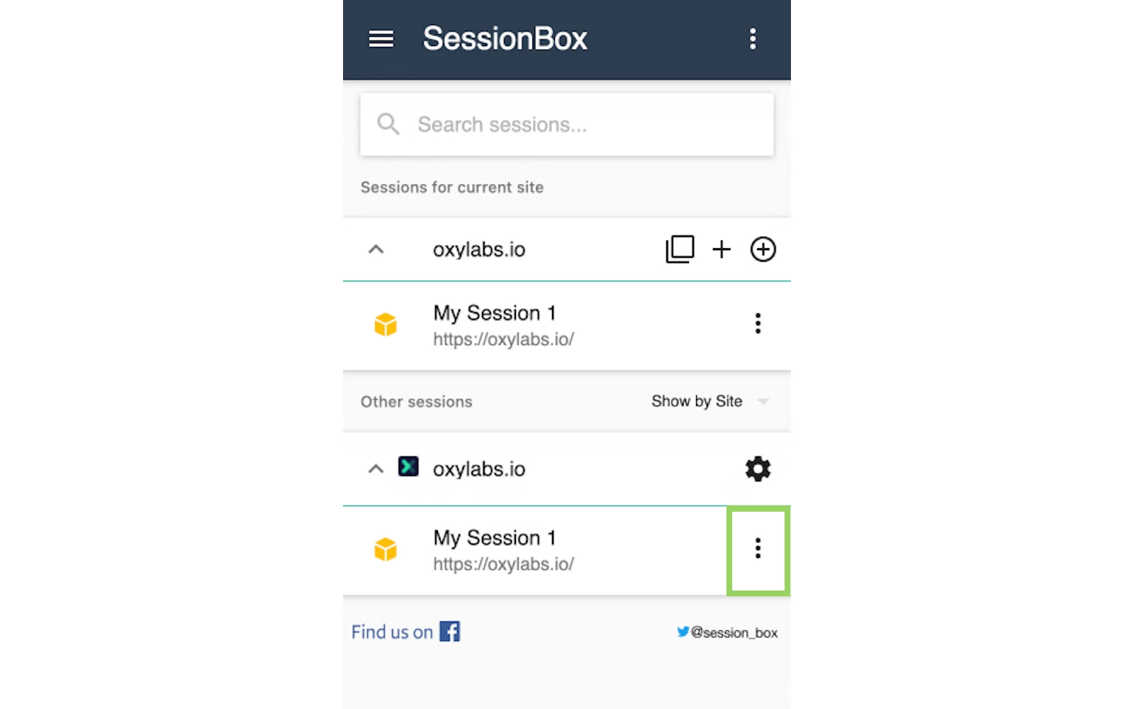 Settings button