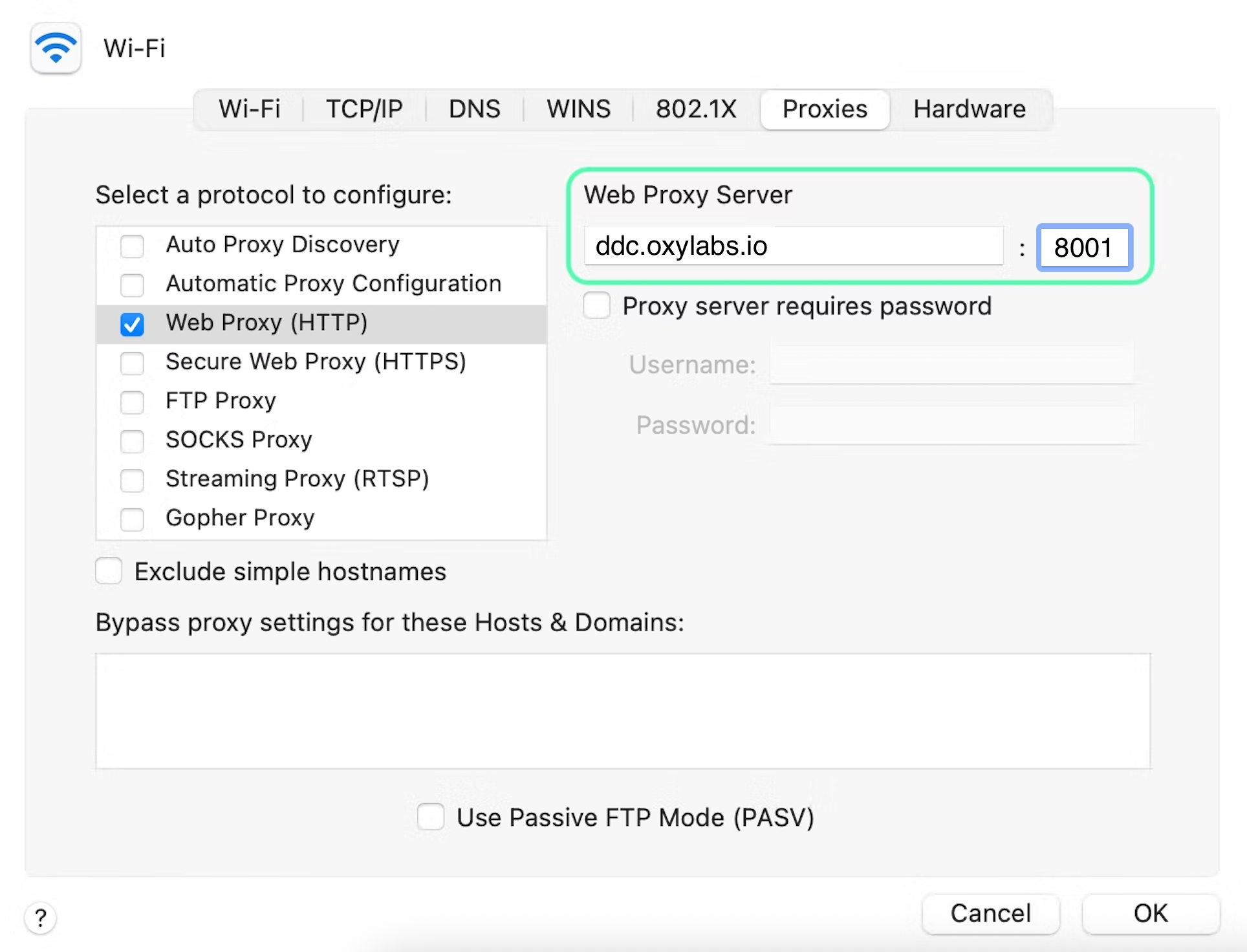 MacOS Web Proxy Server